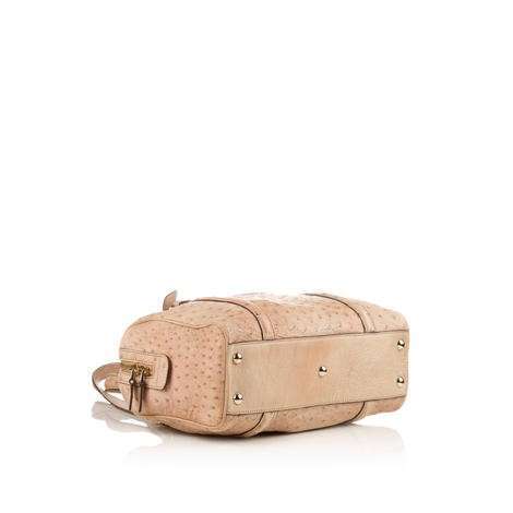 GCCI Beige Ostrich Britt Boston Bag