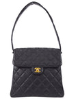 CHNL 1996-1997 Double Side Classic Flap Shoulder Bag Medium Black Caviar