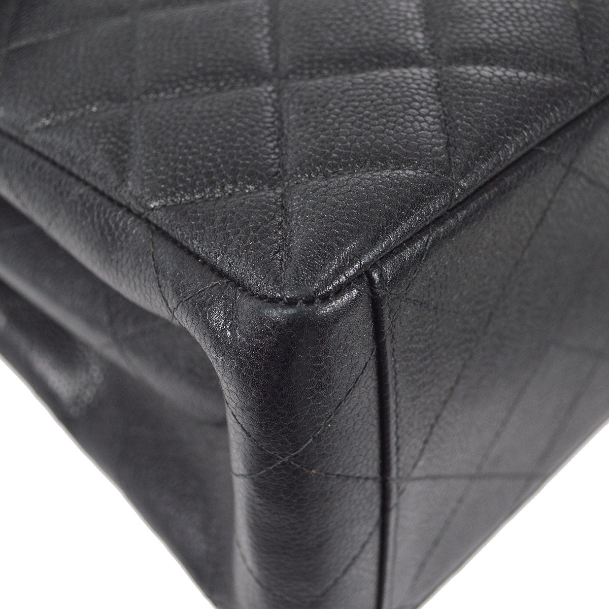CHNL 1996-1997 Double Side Classic Flap Shoulder Bag Medium Black Caviar