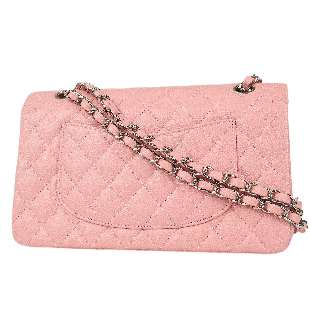 CHNL Classic Double Flap Medium Shoulder Bag Pink Caviar 78592