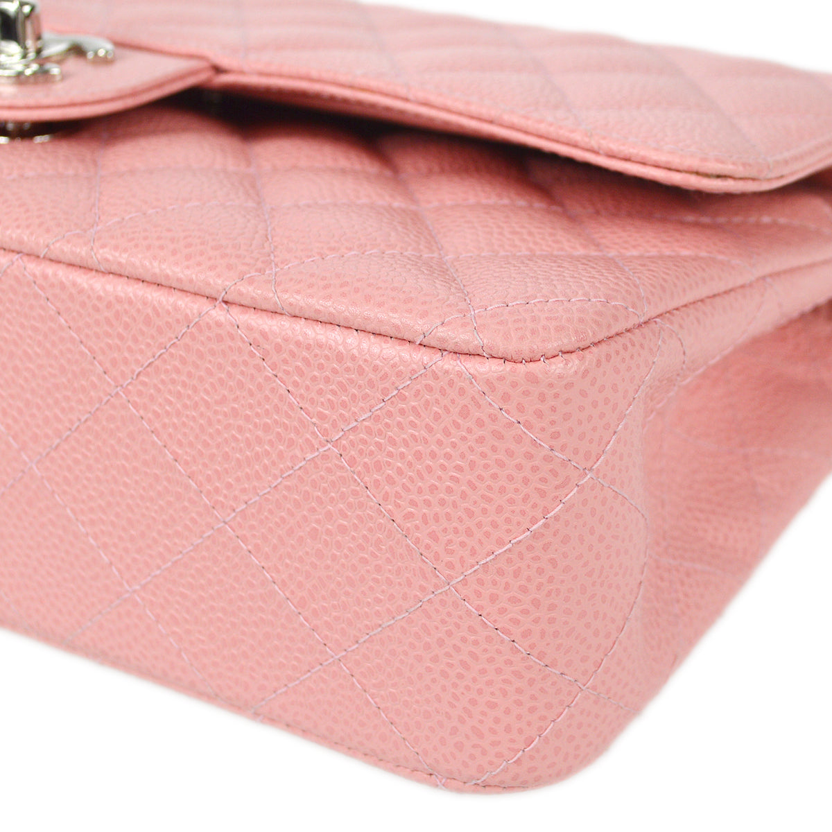 CHNL Classic Double Flap Medium Shoulder Bag Pink Caviar 78592