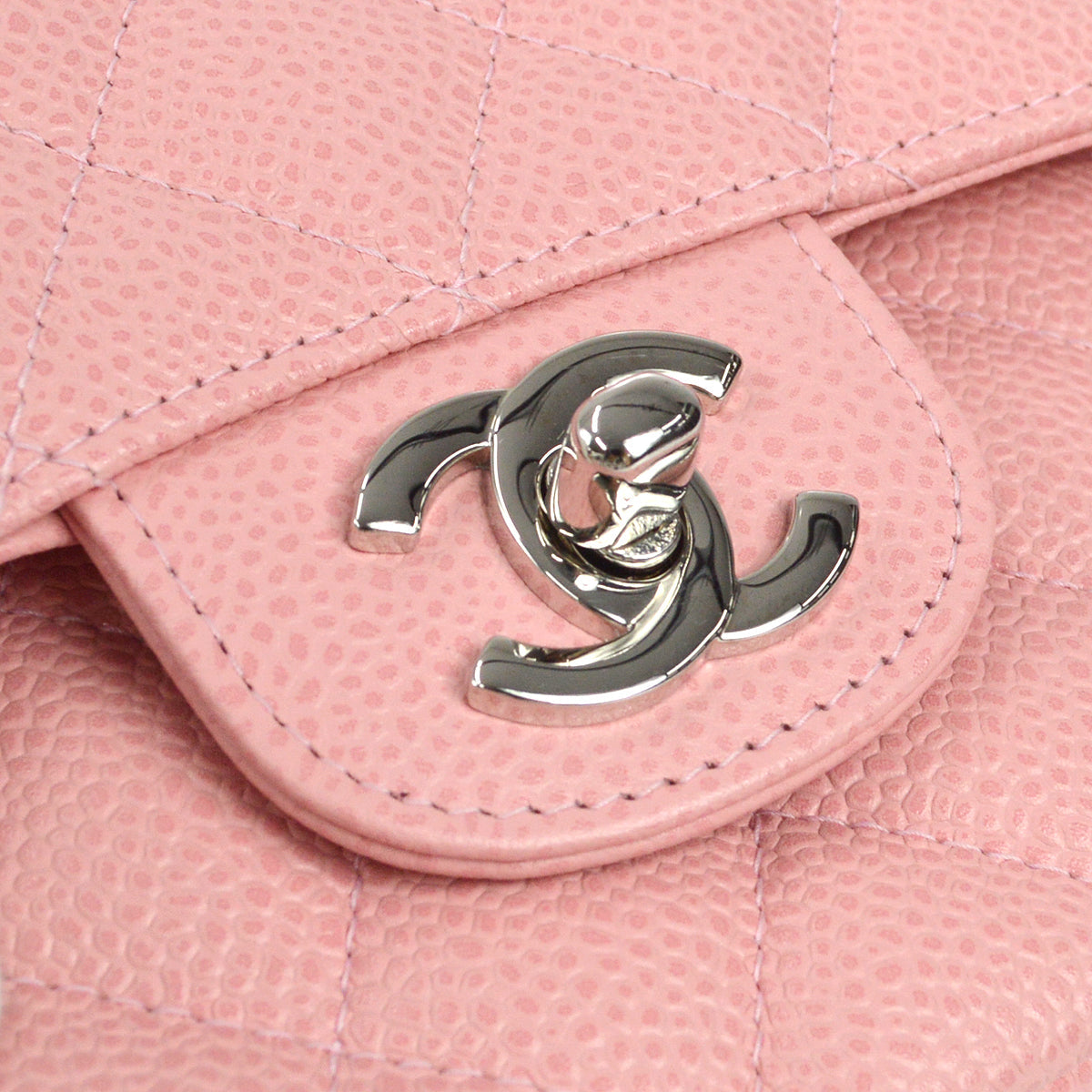 CHNL Classic Double Flap Medium Shoulder Bag Pink Caviar 78592