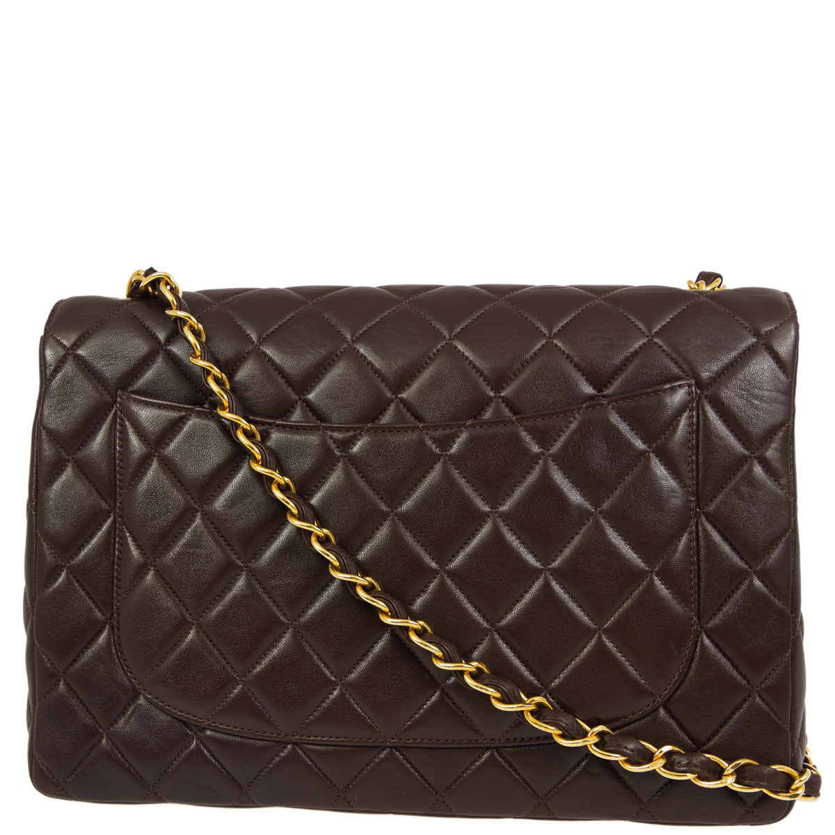 CHNL * 1996-1997 Brown Lambskin Jumbo Classic Flap Bag