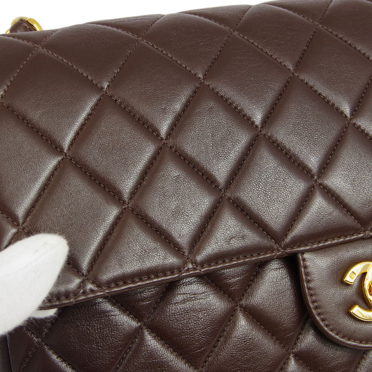 CHNL * 1996-1997 Brown Lambskin Jumbo Classic Flap Bag
