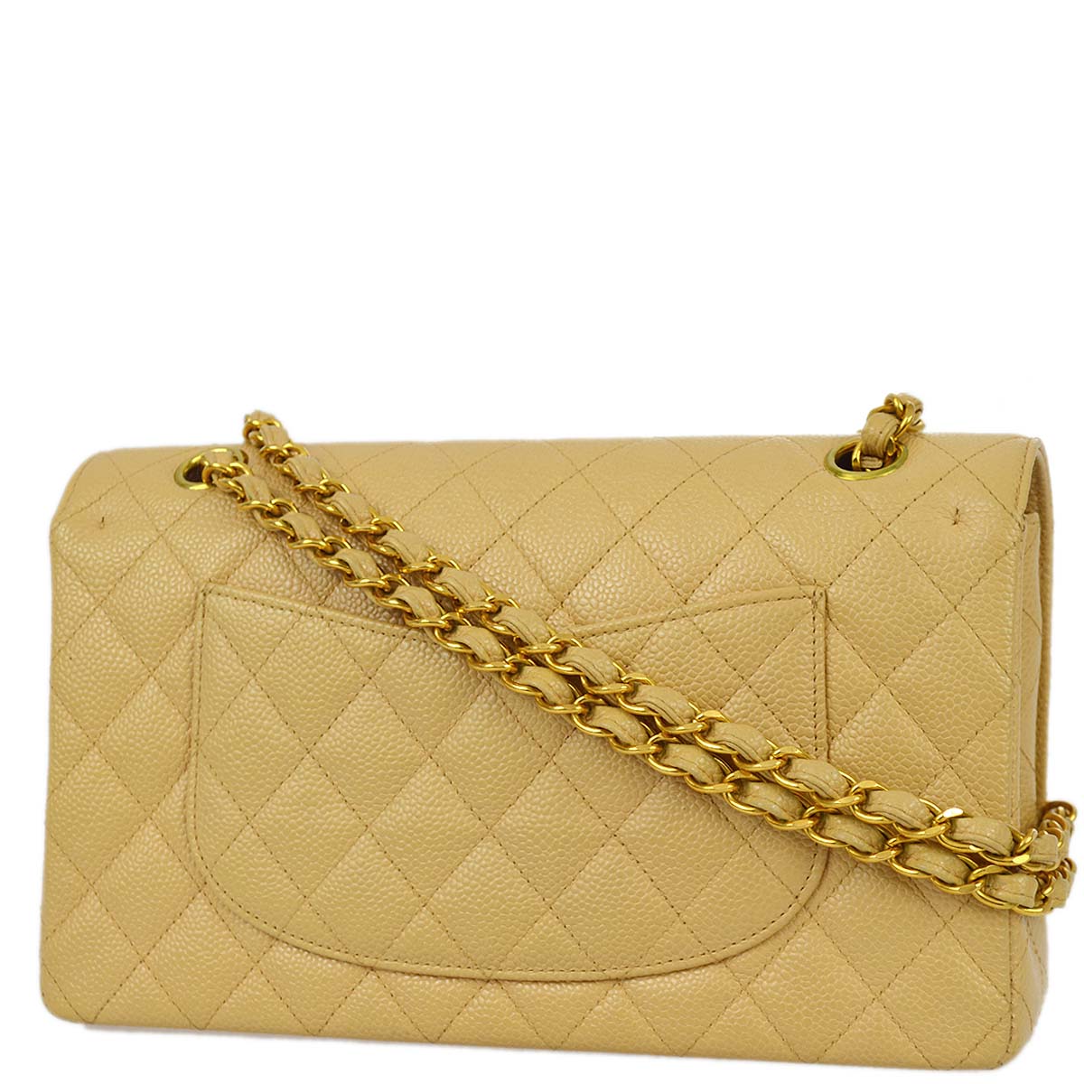 CHNL 1997-1999 Beige Caviar Medium Classic Double Flap Bag