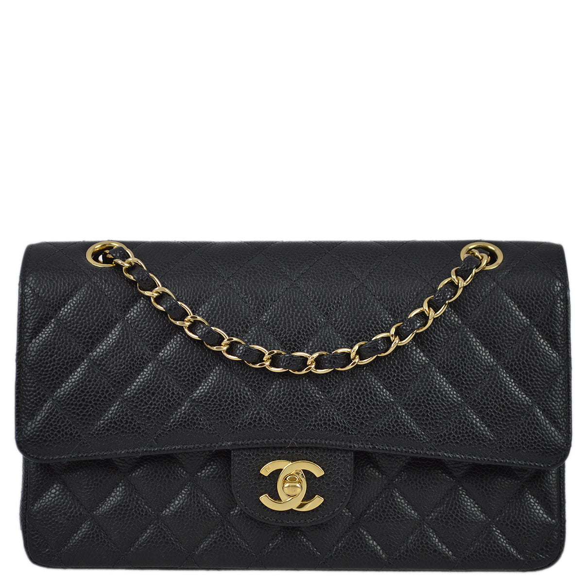 CHNL 2003-2004 Black Caviar Medium Classic Double Flap Bag