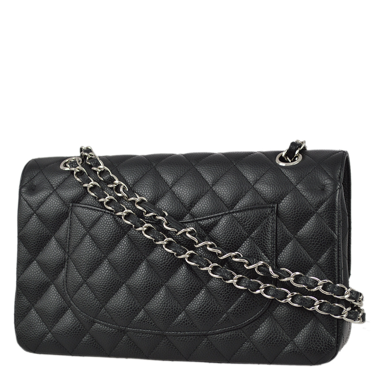 CHNL 2006-2008 Black Caviar Medium Classic Double Flap Bag SHW