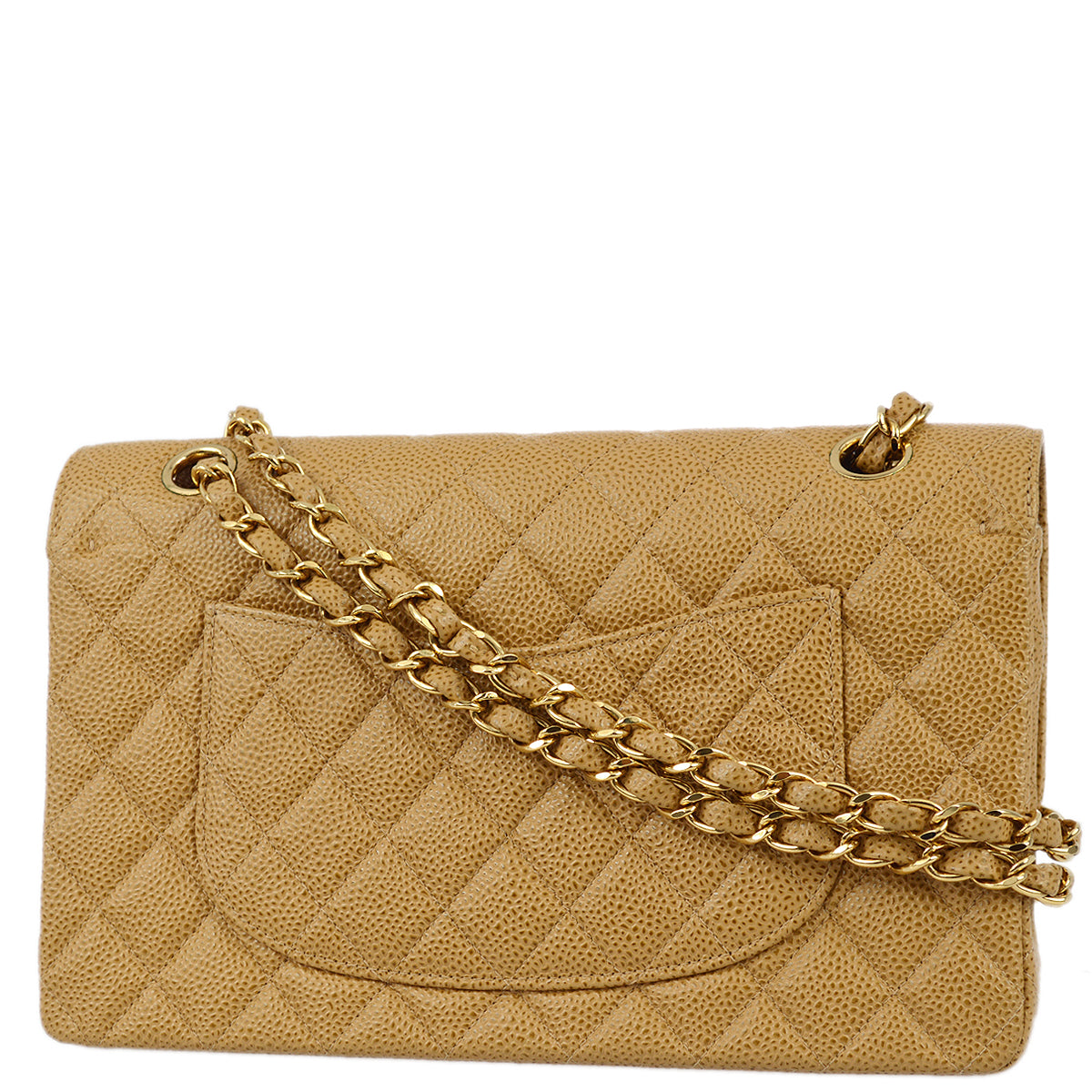 CHNL 2001-2003 Beige Caviar Medium Classic Double Flap Bag