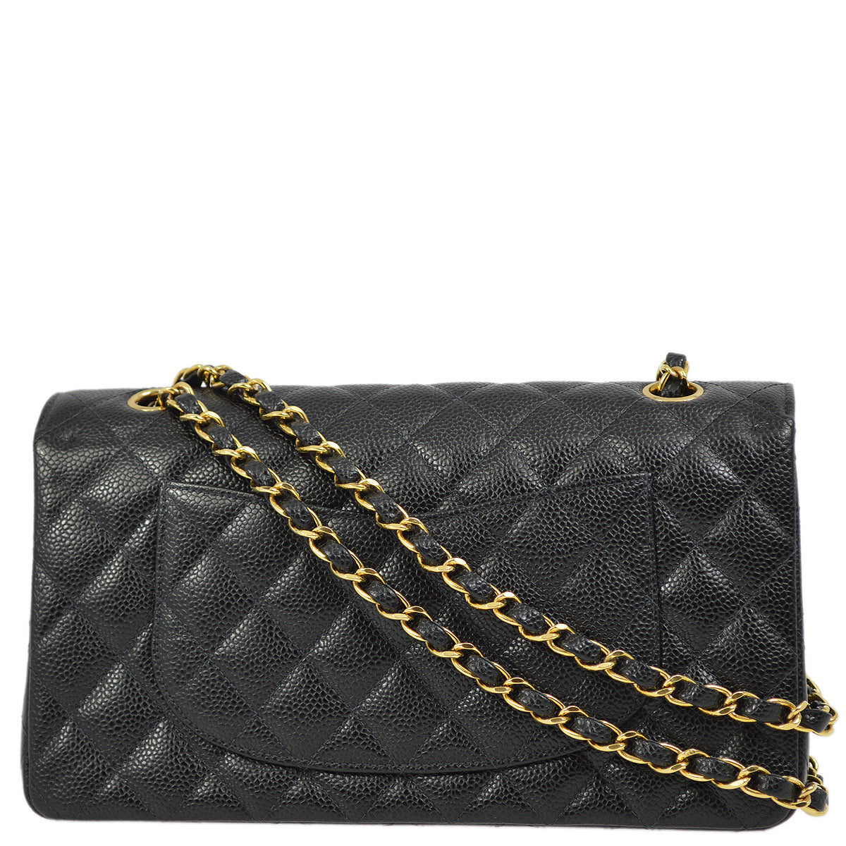CHNL Black Caviar Medium Classic Double Flap Shoulder Bag