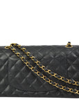 CHNL Black Caviar Medium Classic Double Flap Shoulder Bag