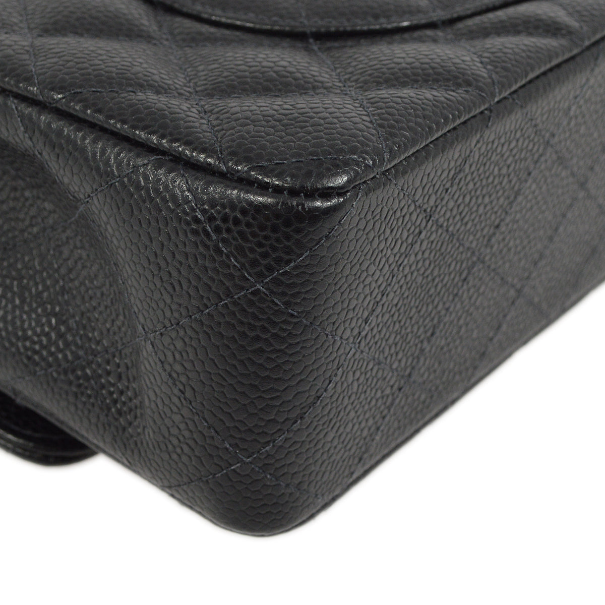 CHNL Black Caviar Medium Classic Double Flap Shoulder Bag