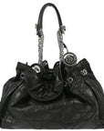 Christian DOR Black Lambskin Bucket Handbag