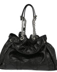 Christian DOR Black Lambskin Bucket Handbag
