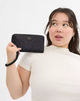Long Zip Around Wallet In Signature Canvas (Gunmetal/Charcoal/Black)
