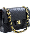 CHNL 2.55 Double Flap Small Chain Shoulder Bag Black Lambskin h21