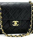 CHNL 2.55 Double Flap Small Chain Shoulder Bag Black Lambskin h21