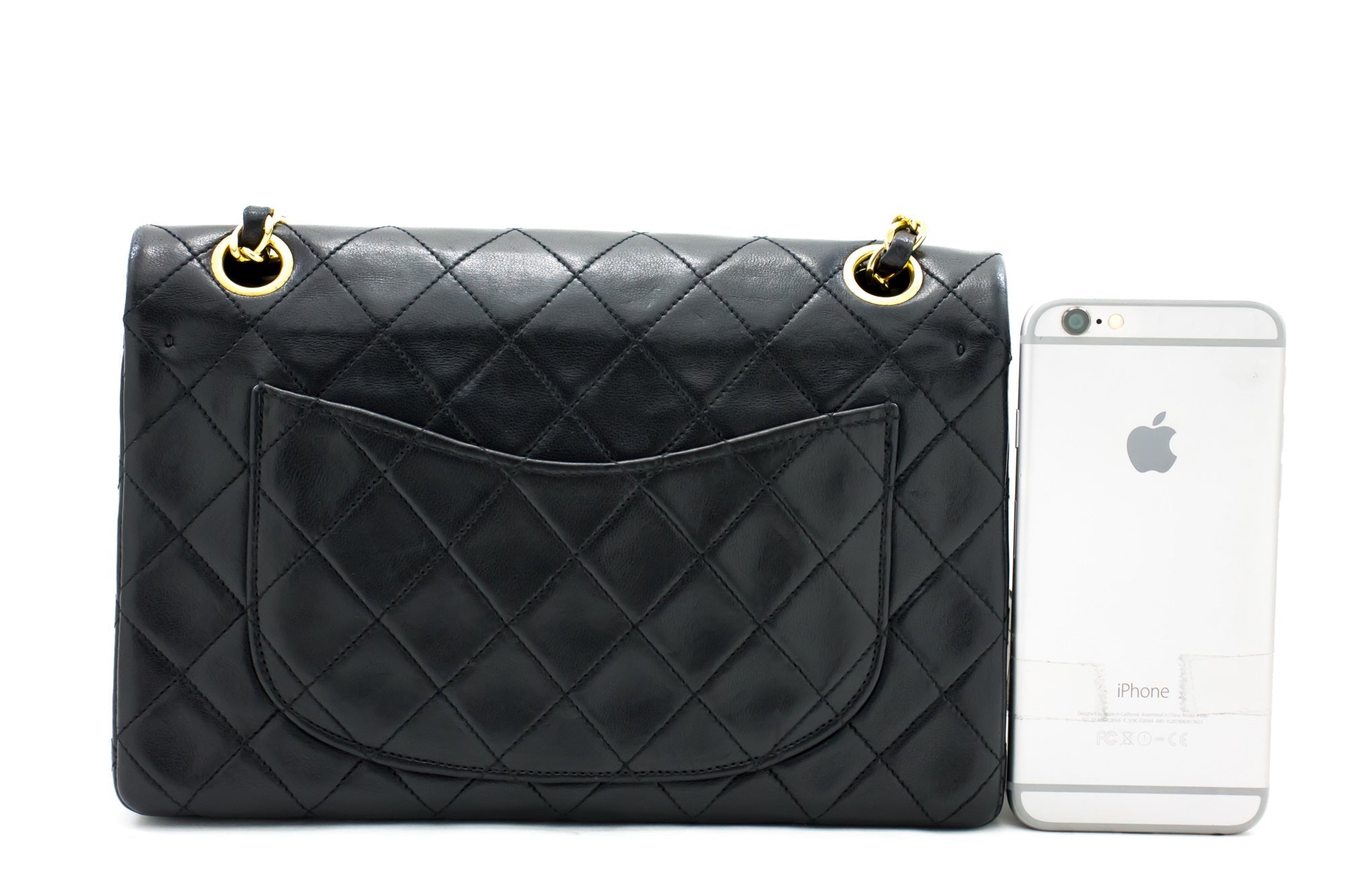 CHNL 2.55 Double Flap Small Chain Shoulder Bag Black Lambskin h21