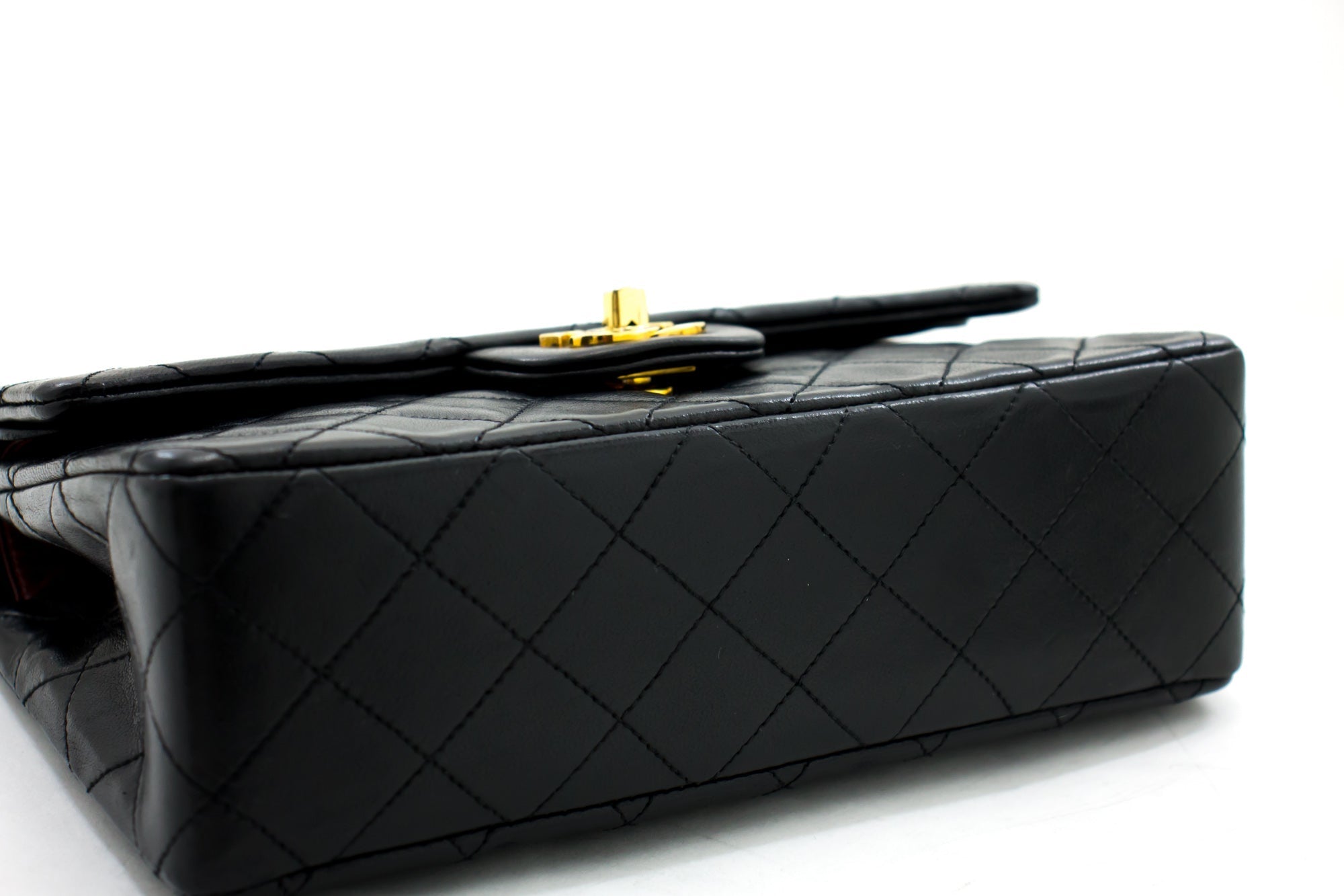 CHNL 2.55 Double Flap Small Chain Shoulder Bag Black Lambskin h21