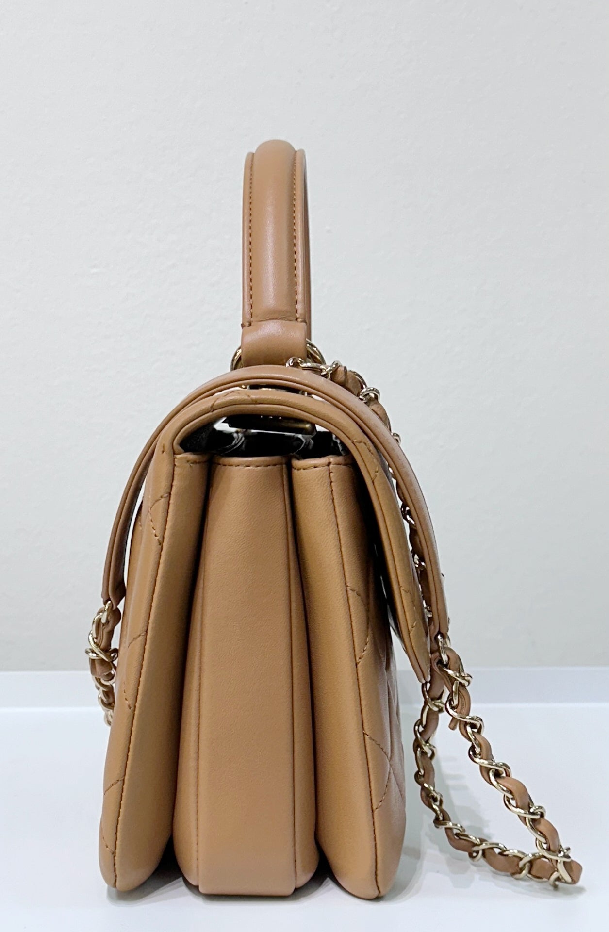 CHNL  Small Trendy CC  Handle Flap Bag 19K Brown