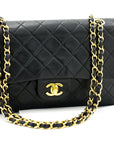 CHNL 2.55 Double Flap Chain Shoulder Bag Black Lambskin Handbag h50
