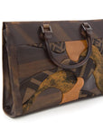 FNDI Brown Zucca Canvas & Leather Patchwork Tote NWT