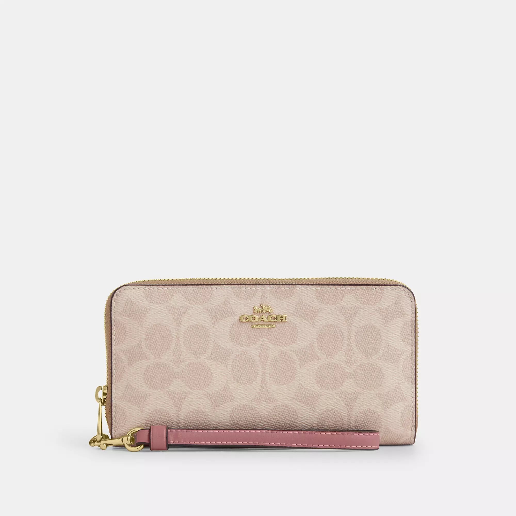 Long Zip Around Wallet In Signature Canvas (Silver/Sand/Taupe)