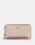 Long Zip Around Wallet In Signature Canvas (Silver/Sand/Taupe)