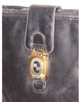 s GCCI Vintage Bluish Black Leather Jackie Hobo Bag