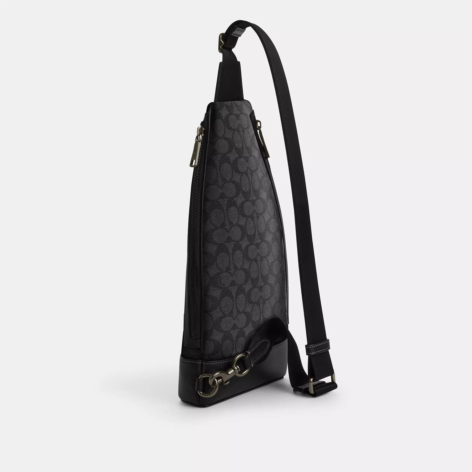 Dominic Sling Pack In Signature Canvas (Gunmetal/Chalk/Black)