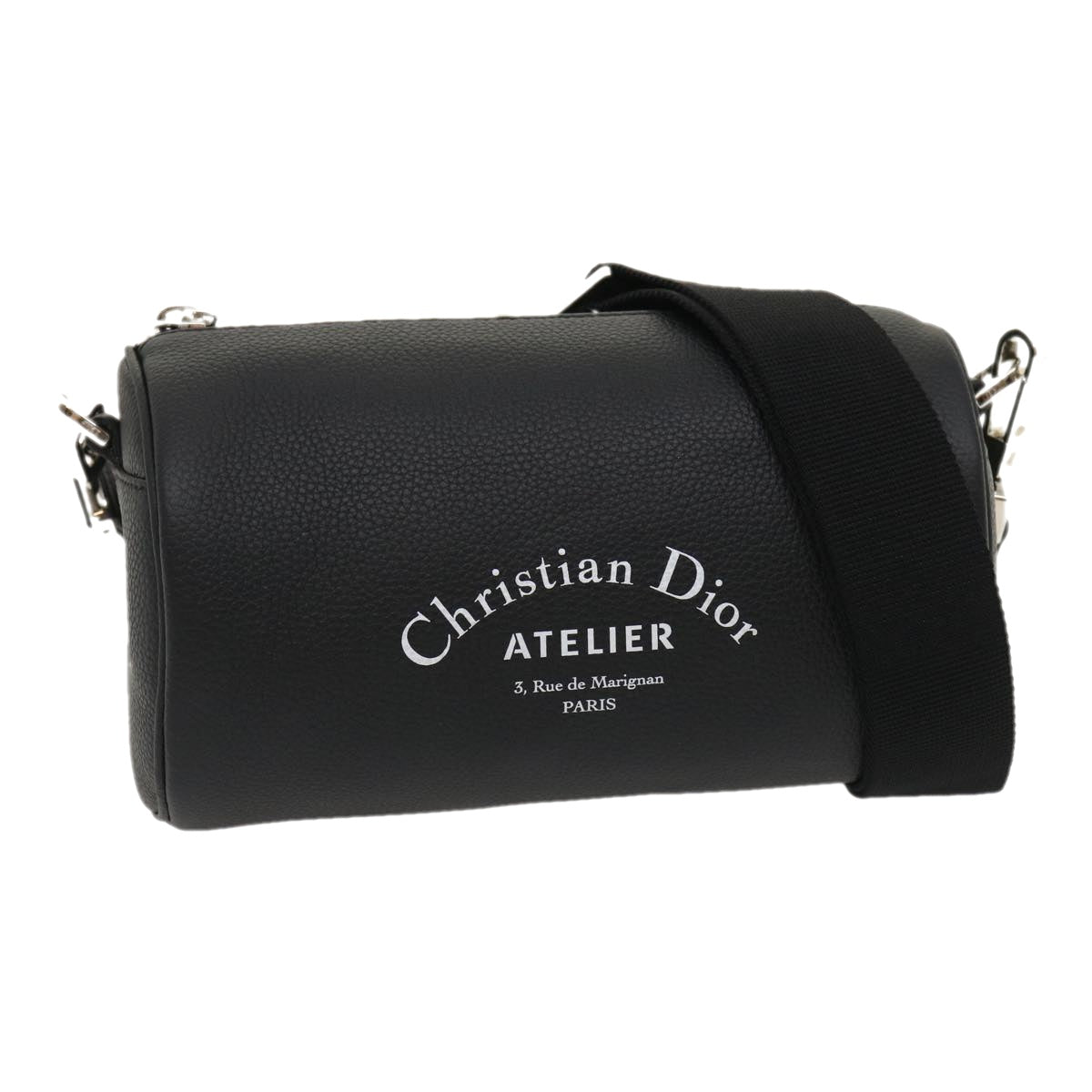 CHRISTIAN DOR Atelier Roller Bag Shoulder Bag Leather Black Auth A
