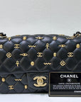 CHNL Mini Lambskin Quilted Egyptian Amulet Rectangular Flap Black GHW