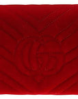 (WMNS) GCCI GG Marmont Gold Logo Distress Velvet Chain Shoulder Messenger Bag Mini Red -QIDT-