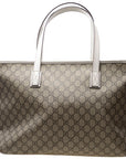 (WMNS) GCCI Logo Leather Logo Canvas Large Capacity Tote Shoulder Bag Ebony / White Handbag -KGDHR-