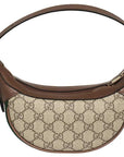 (WMNS) GCCI Ophidia Retro Logo Stripe Webbing Canvas Armpit Ebony / Brown Shoulder Bag -IWG-
