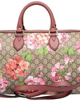 (WMNS) GCCI GG Blooms Logo Printing Canvas Boston Ebony / Pink Handbag -KUIN-