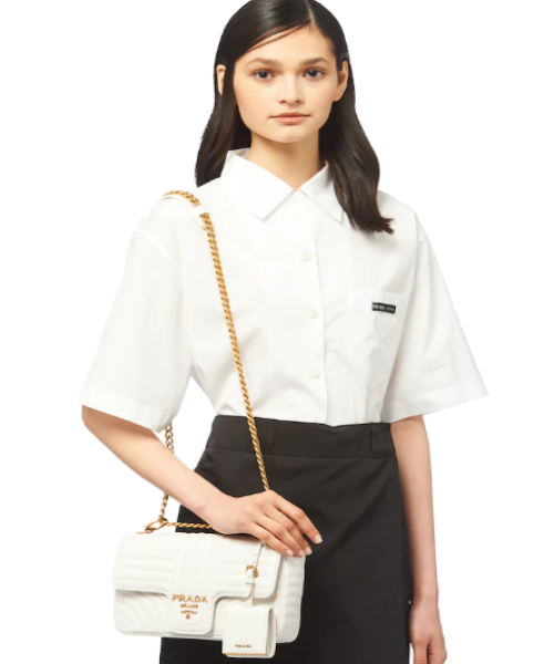 PRD Diagramme Medium Leather Bag White
