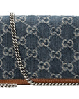 (WMNS) GCCI Dionysus Logo Denim Messenger Bag Gray Blue / Brown Retro -KQFN-