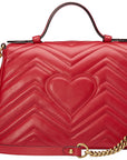 (WMNS) GCCI GG Marmont Gold Logo Distress Leather Chain handbag Small Red Classic -DTDIT-