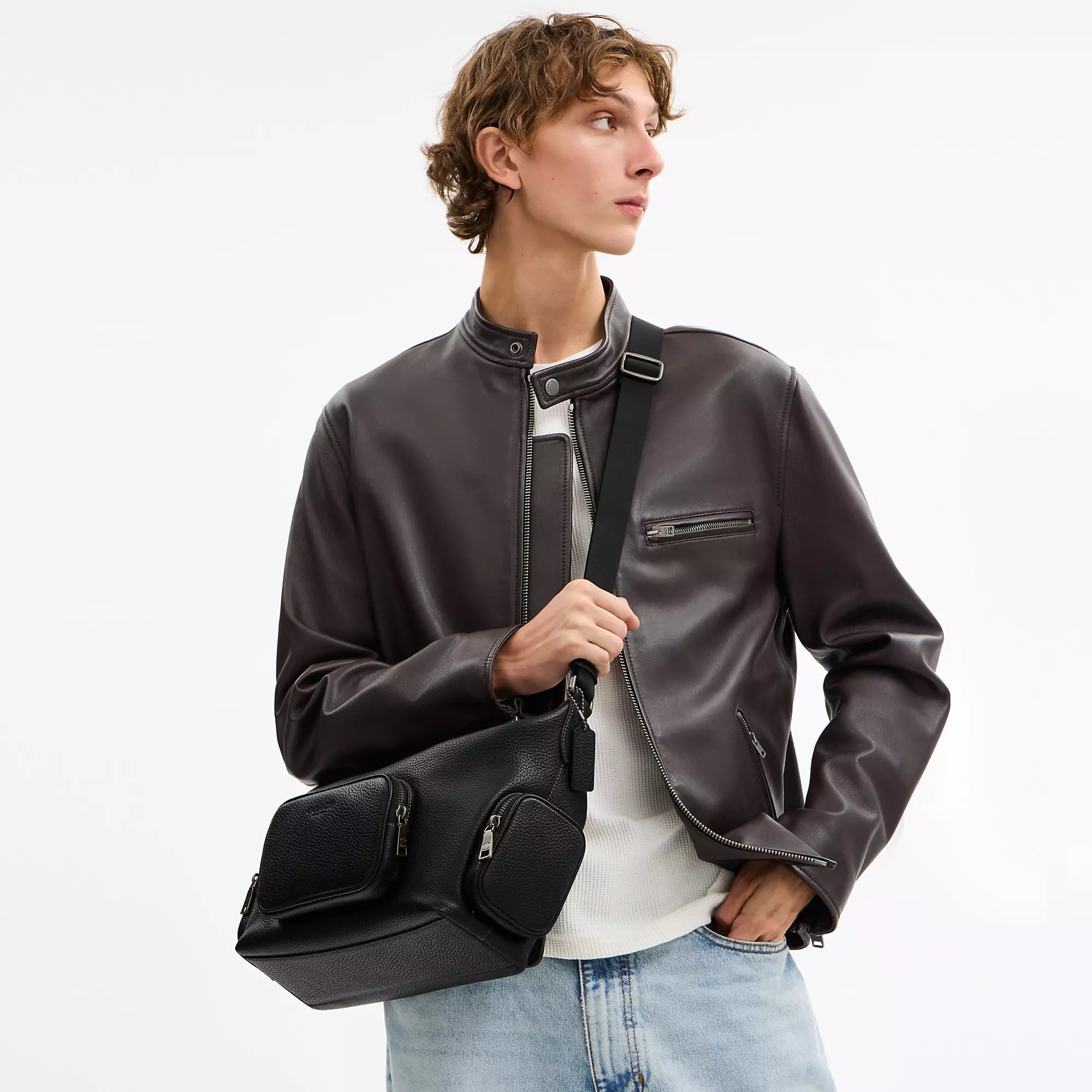 Finn Crossbody Bag With Pockets (Gunmetal/Black)