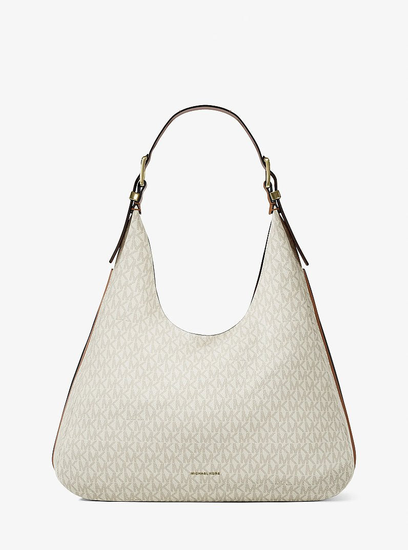 Nolita Large Signature Logo Hobo Shoulder Bag (VANILLA/ACORN)