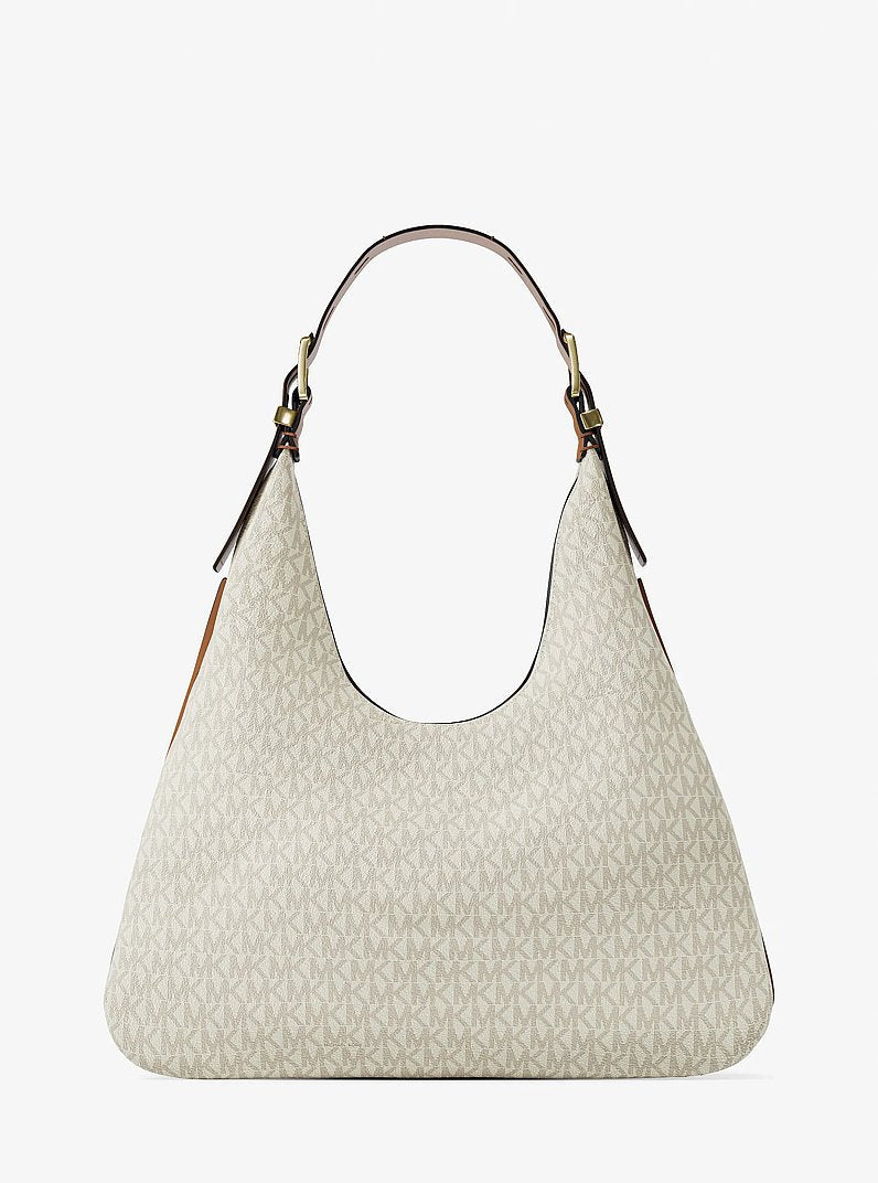 Nolita Large Signature Logo Hobo Shoulder Bag (VANILLA/ACORN)