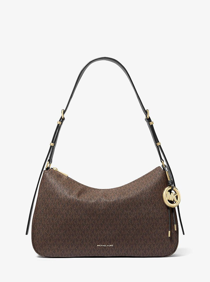 Nolita Medium Signature Logo Shoulder Bag (BROWN/BLK)