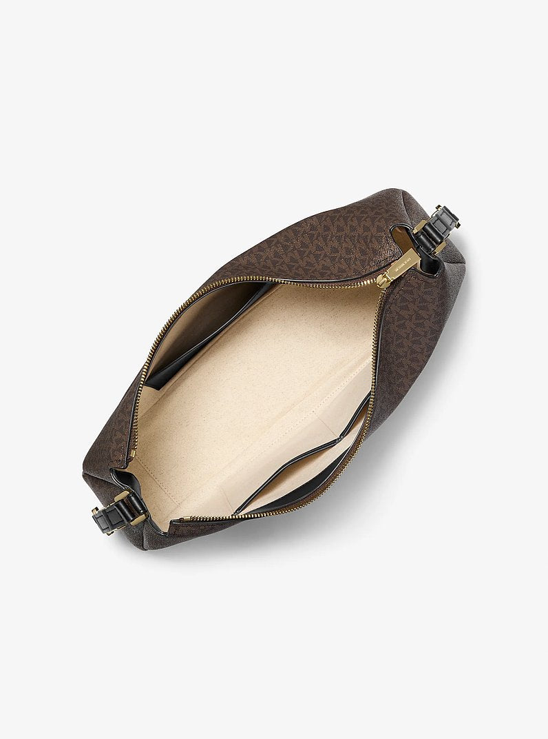 Nolita Medium Signature Logo Shoulder Bag (BROWN/BLK)