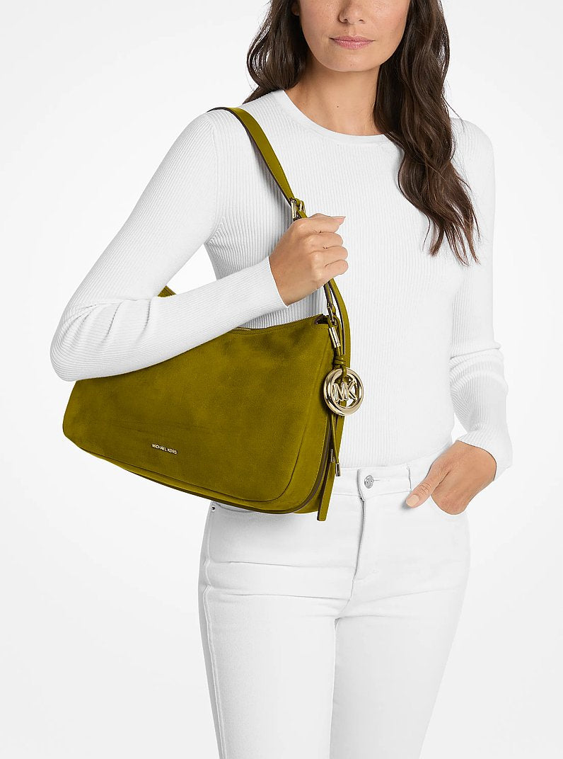 Nolita Medium Nubuck Shoulder Bag (PISTACHIO)