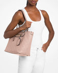 Jet Set Travel Medium Logo Embossed Leather Tote Bag (SOFT PINK)