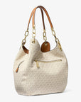 Lillie Large Signature Logo Shoulder Bag (VANILLA/ACORN)