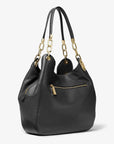 Lillie Large Pebbled Leather Shoulder Bag (BLACK)