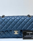 CHNL Quilted Medium Double Flap Blue Caviar 18S GHW