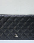 CHNL Large Iridescent Caviar Quilted Zip Around Organizer Wallet Black