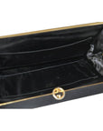 's GCCI mod black silk interlocking GG clutch purse